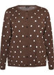Cardigan med prickar och knappkn&auml;ppning, Brun, Packshot image number 0