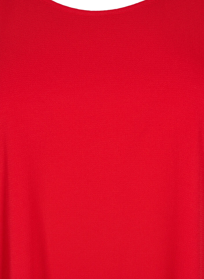 Blus med korta &auml;rmar och rund halsringning, R&ouml;d, Packshot image number 2
