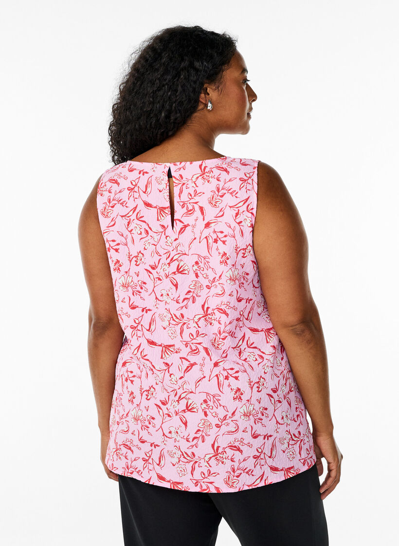 &Auml;rmelloses Top mit Struktur, Rosa, Model image number 2