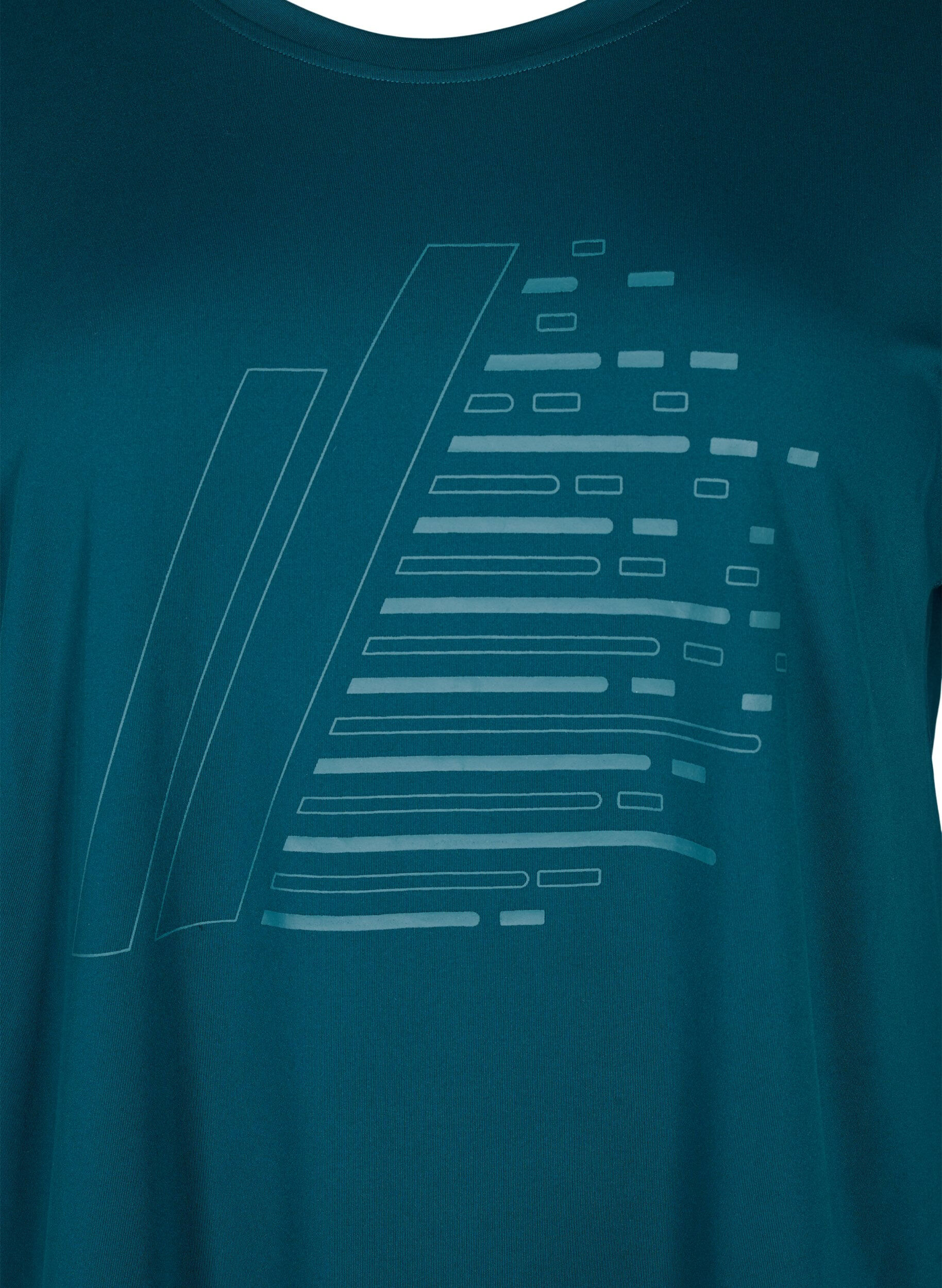 Zizzi Kort&auml;rmad tr&auml;nings t-shirt med tryck, Deep Teal/Pacific, Packshot image number 2