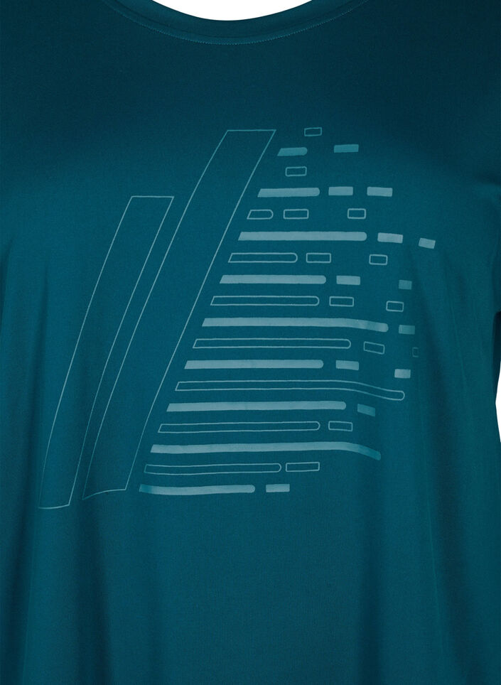 Kortärmad tränings t-shirt med tryck, Deep Teal/Pacific, Packshot image number 2