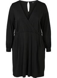 Långärmad klänning med avskärning, Black