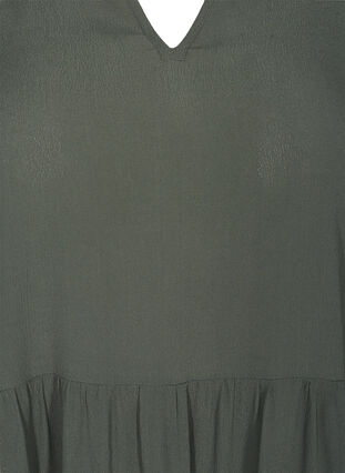 A-linjeformad viskosklänning med 3/4-ärmar, Thyme, Packshot image number 2