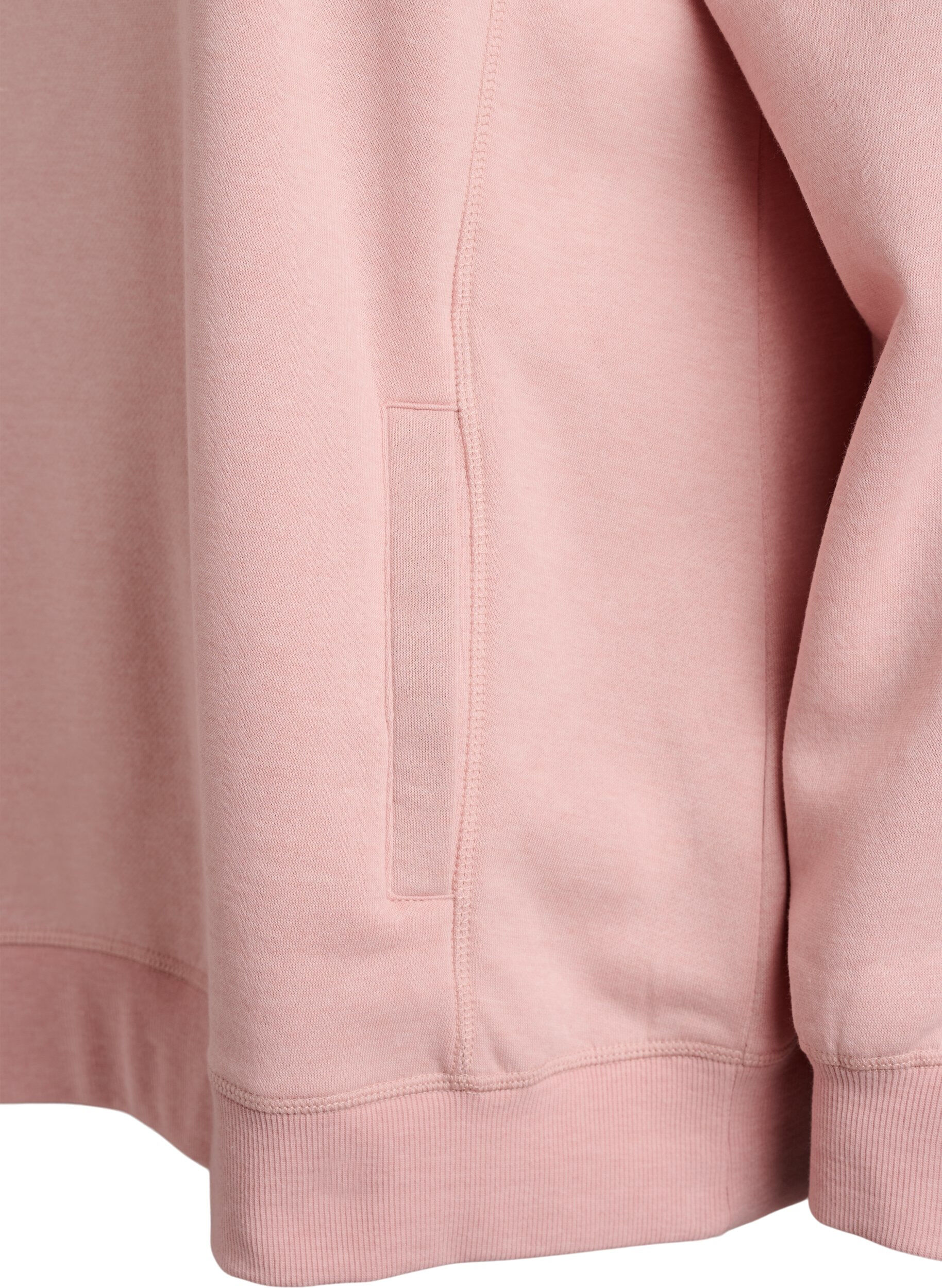 ZizziSweatshirt med h&ouml;g krage och fickor, Rosa, Packshot image number 3