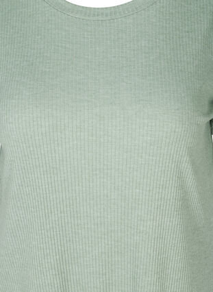 Kortärmad ribbad t-shirt i viskosmix, Lily Pad, Packshot image number 2