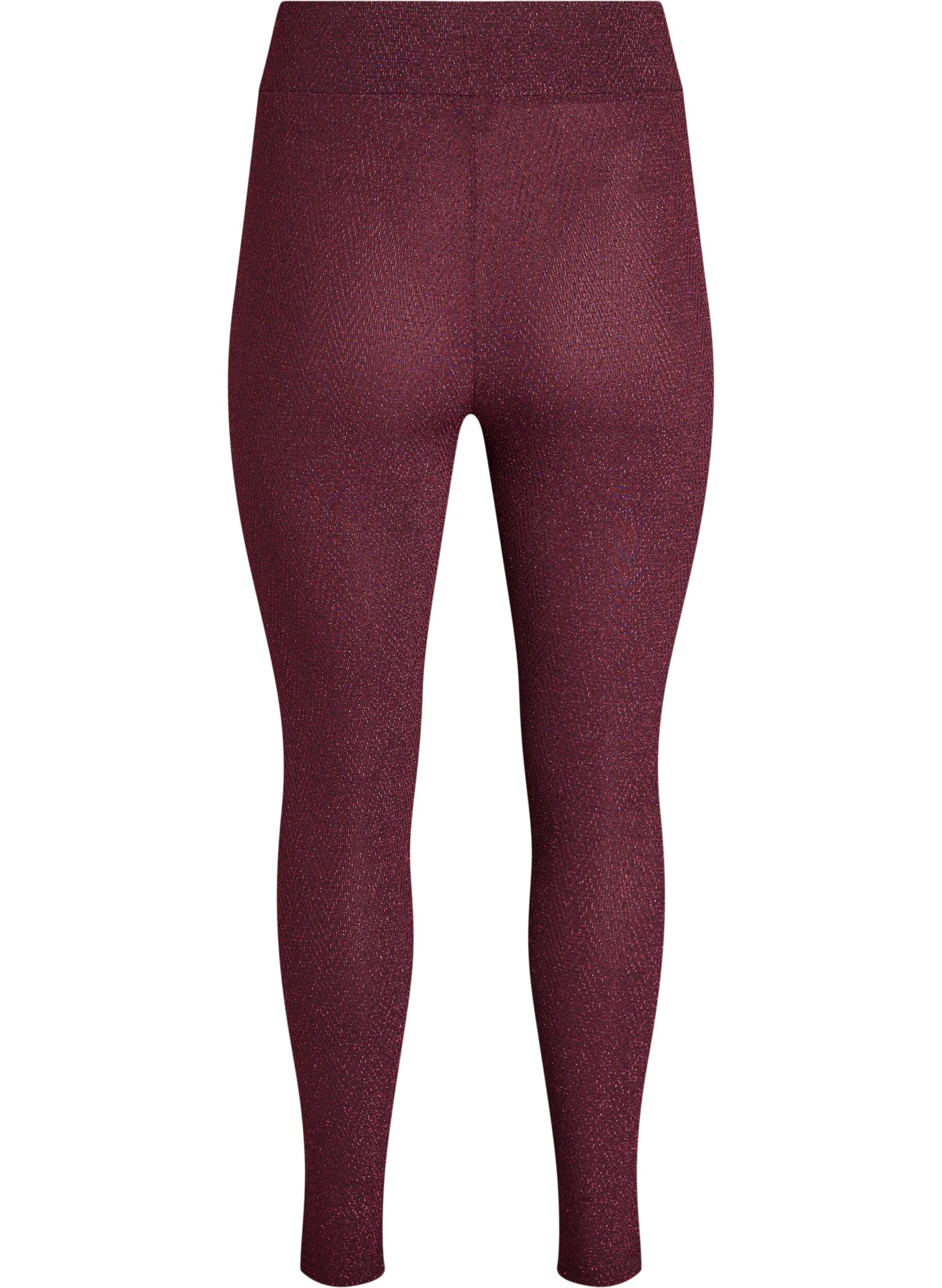 Zizzi Leggings med glitterm&ouml;nster, M&ouml;rk Bordeaux, Packshot image number 1