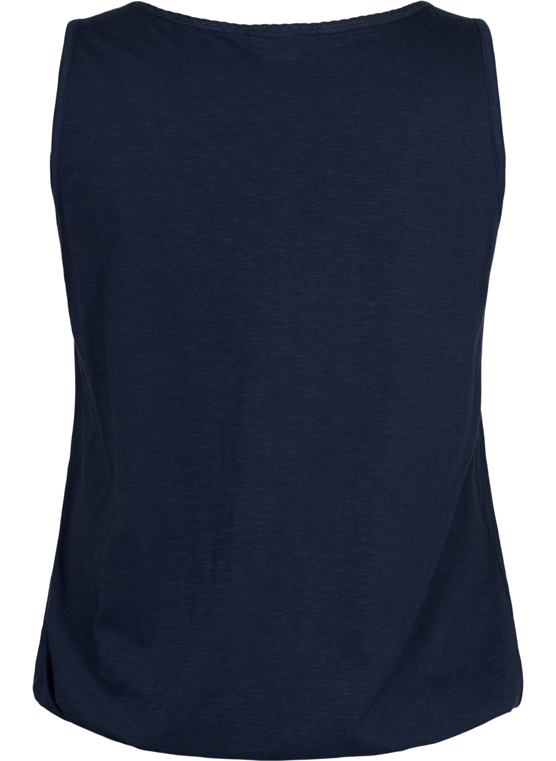 Zizzi Bomullstopp med spetskant, Navy Blazer, Packshot image number 1