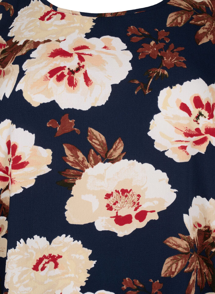 Klänning med mönster och korta ärmar, Blå, Packshot image number 2