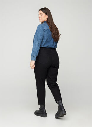 Croppade mom fit Mille jeans med lös passform, Black, Model image number 0