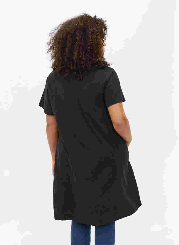Kortärmad klänning i bomull, Black, Model image number 1