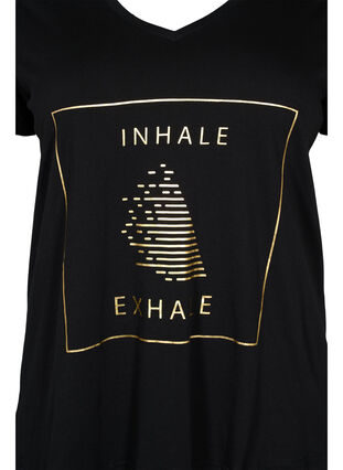 Tränings-t-shirt i bomull med tryck, Black w. inhale logo, Packshot image number 2