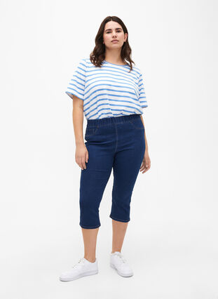 Randig T-shirt i ekologisk bomull, Marina Stripe, Model image number 2