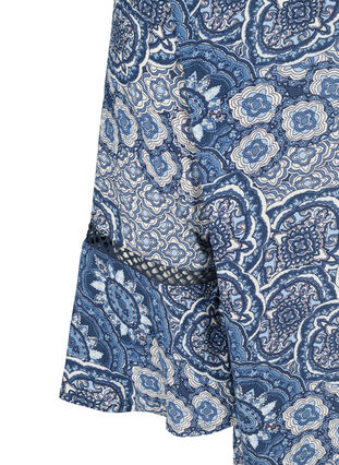 Viskosklänning med 3/4 ärmar och tryck, Asian Blue print, Packshot image number 3