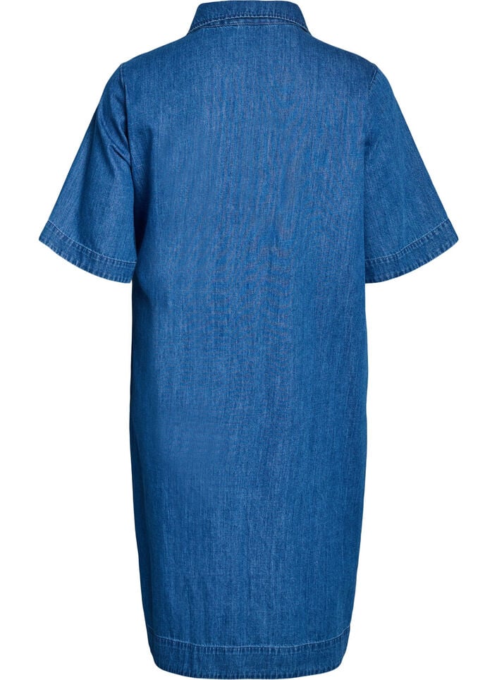 Jeanskl&auml;nning med knappar och knytdetalj, Bl&aring;, Packshot