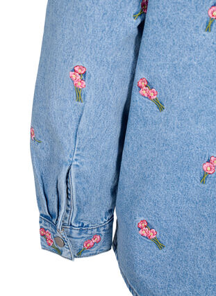 Jeansskjorta med broderade blommor, L.B.D.Flower AOP, Packshot image number 4