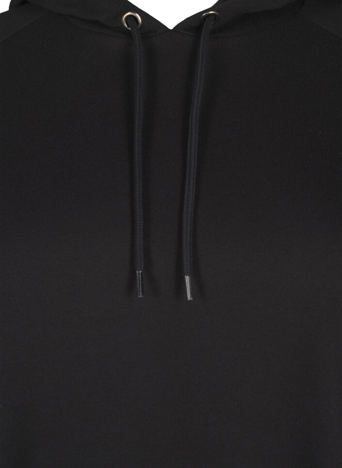 Oversized sweatshirt med tryck på ärmarna, Black w. Silver, Packshot image number 2