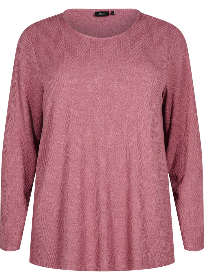 Mönstrad blus med långa ärmar, Brun, Packshot image number 0