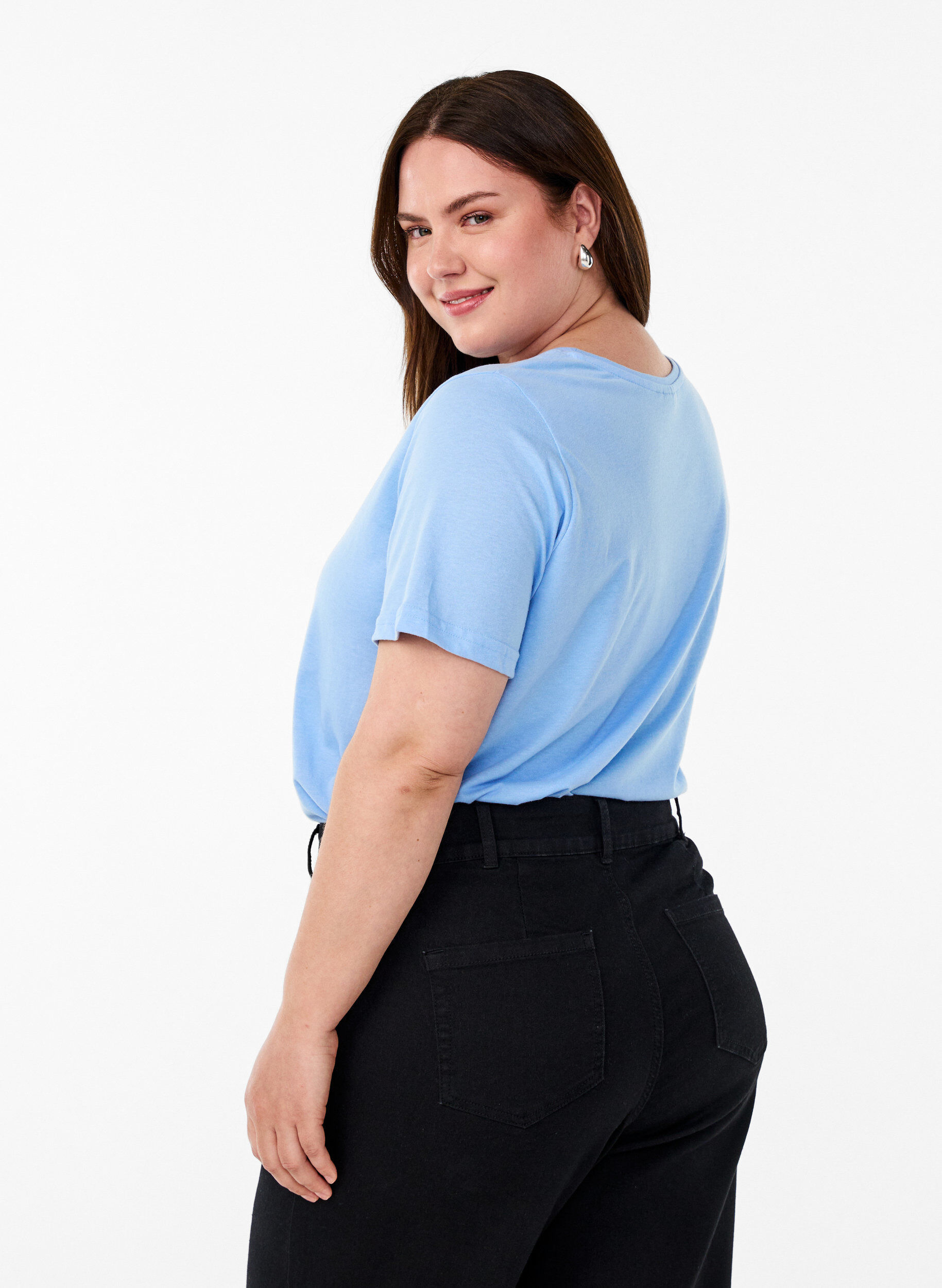 Zizzi FLASH - T-shirt med tryck, Bl&aring;, Model image number 2