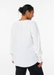 Blus med smockade manschetter och v-ringning, Vanilla, Model image number 2
