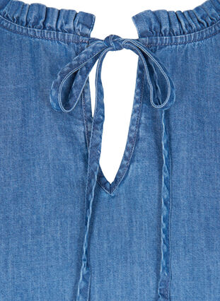 Denimklänning i bomull med knytband, Blue denim, Packshot image number 2