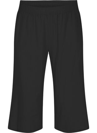 7/8-byxor i bomullsblandning med linne, Black, Packshot image number 0
