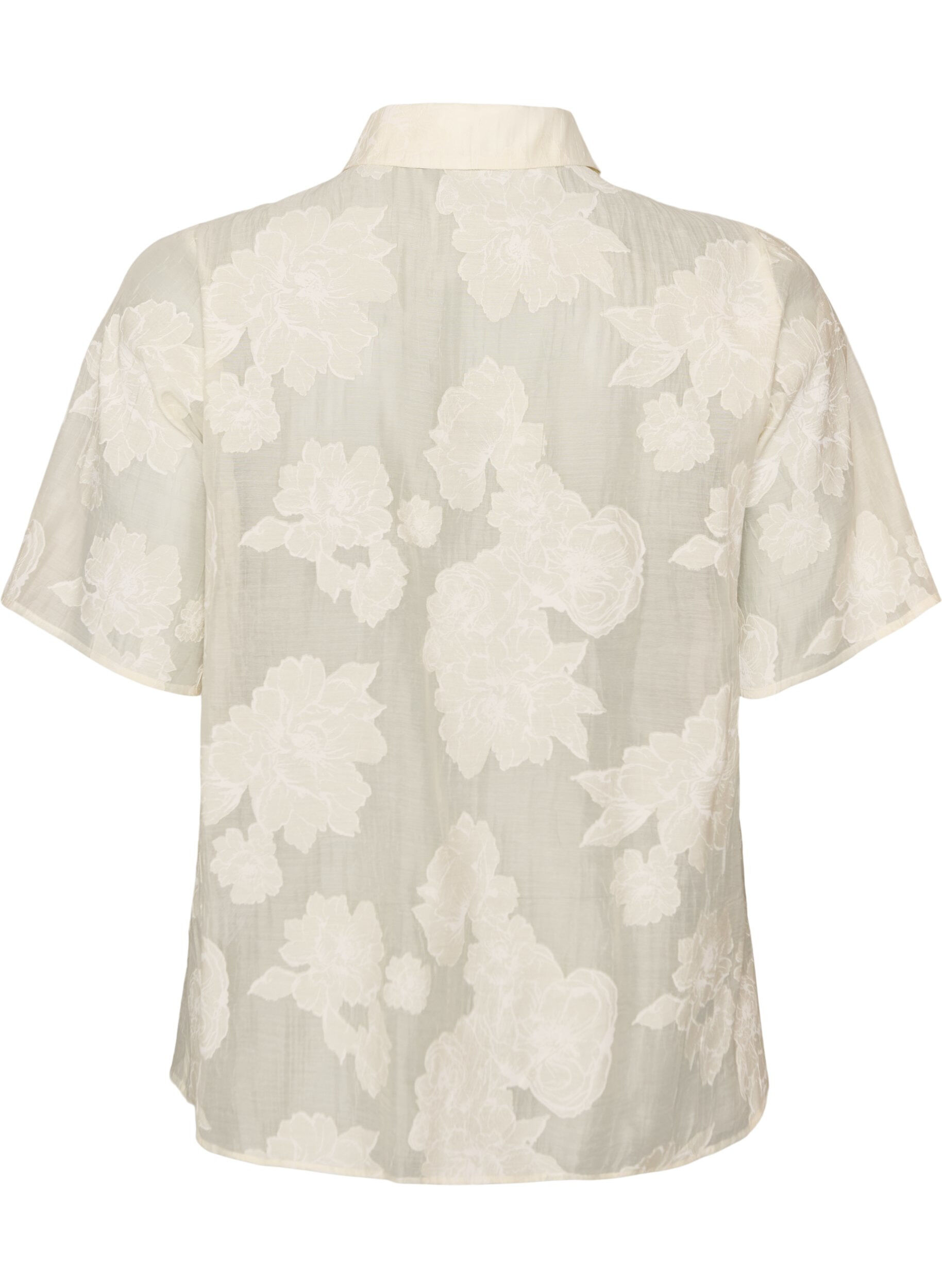 Zizzi Skir skjortblus med blommigt m&ouml;nster, Beige, Packshot image number 1
