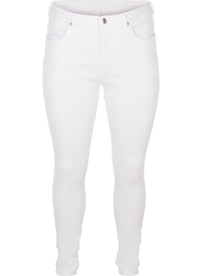 Super slim Amy jeans med h&ouml;g midja, White, Packshot image number 0