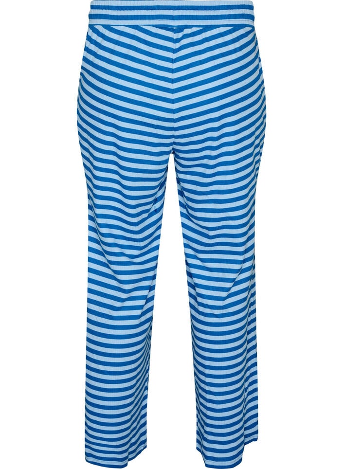 Randiga pyjamasbyxor med h&ouml;g midja och vida ben, Bl&aring;, Packshot image number 1