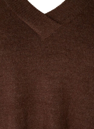 Stickad tröja med v-ringad hals och ribbade muddar, Rocky Road Mel., Packshot image number 2