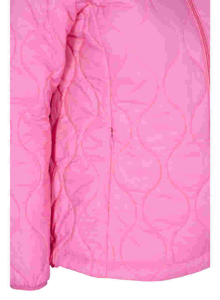 Quiltad jacka med dragkedja och fickor, Hot Pink, Packshot image number 3