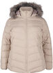 Kort pufferjacka med huva, Beige, Packshot image number 0