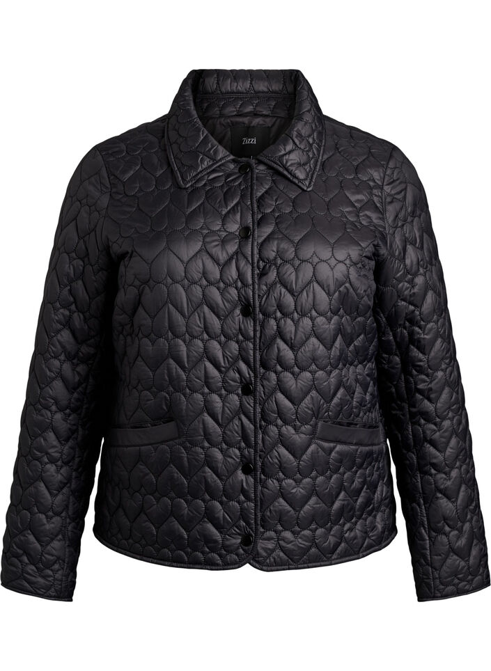 L&auml;tt vadderad jacka med dekorativ quiltning, Svart, Packshot image number 0