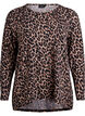 Leopardmönstrad blus med långa ärmar, Brun, Packshot image number 0