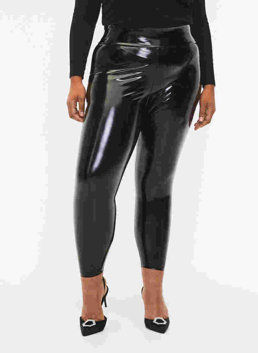 Wet look-leggings, Black Shiny, Model image number 2
