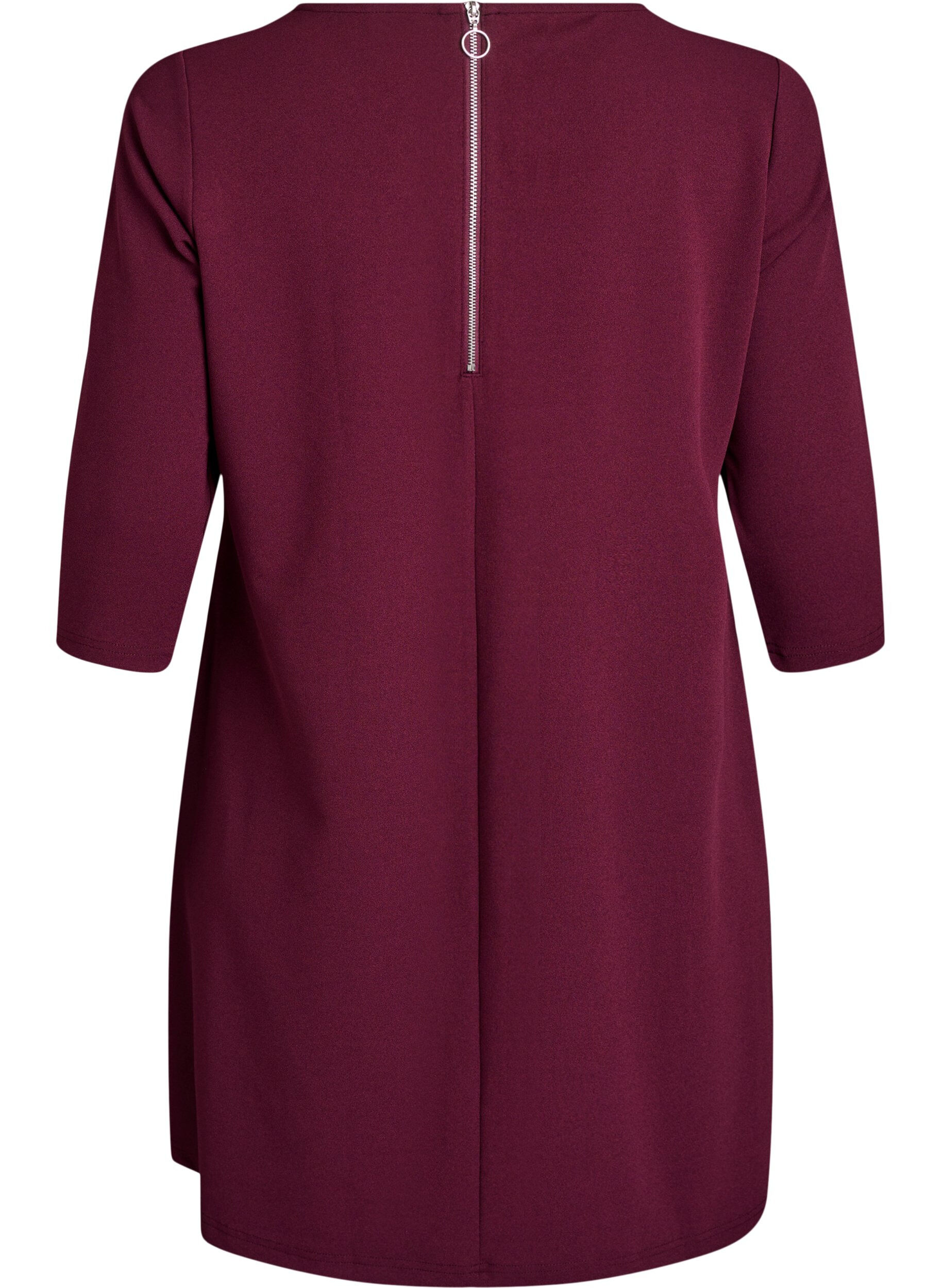 Zizzi FLASH - Kort a-linjeformad kl&auml;nning med 3/4-&auml;rm, R&ouml;d, Packshot image number 1