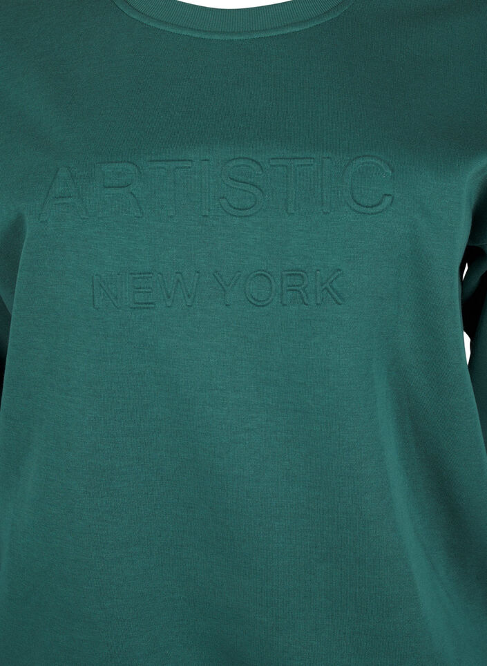Sweatshirt med frottétext, Grön, Packshot image number 2