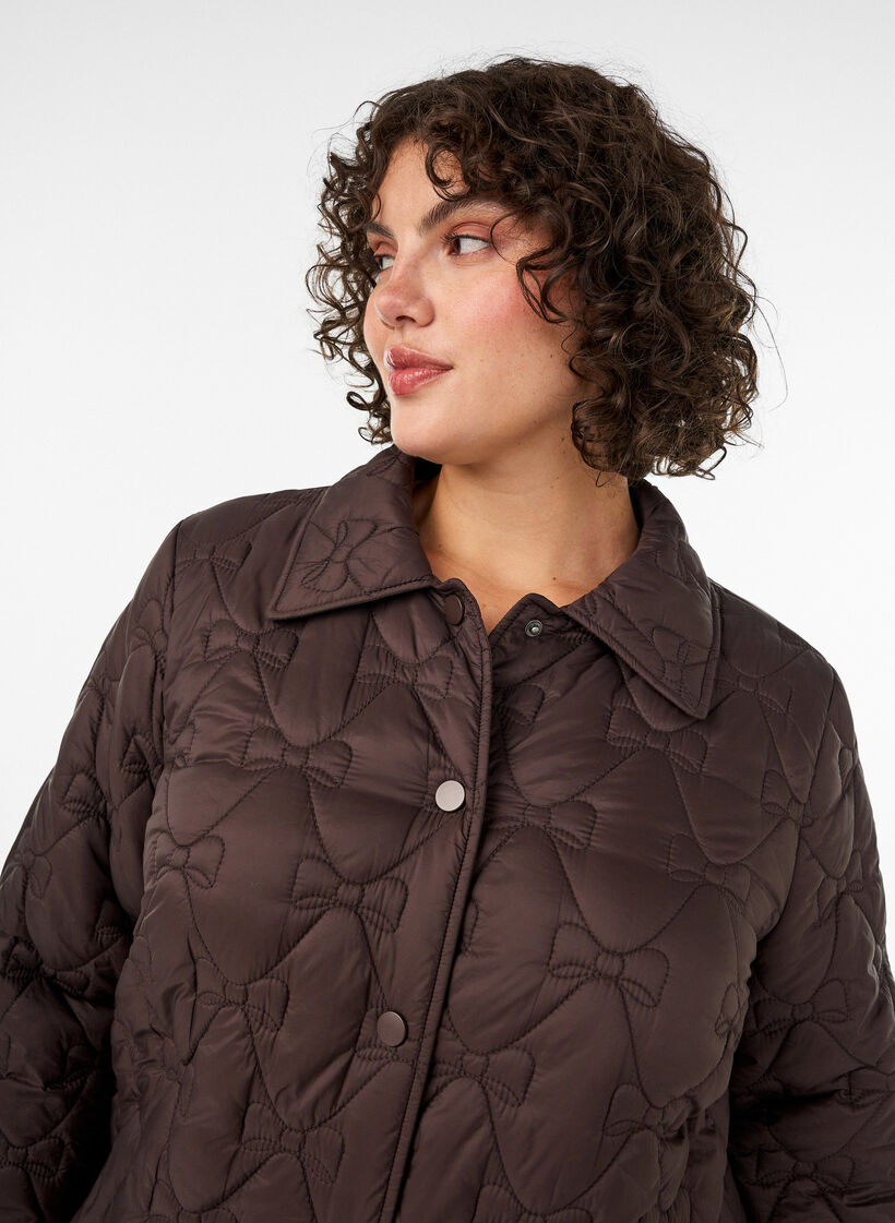 L&auml;tt vadderad jacka med dekorativ quiltning, Brun, Model image number 3
