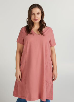 Kortärmad klänning, Old Rose, Model image number 0