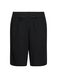 L&ouml;sa shorts i bomullsmuslin med h&ouml;g midja, Svart