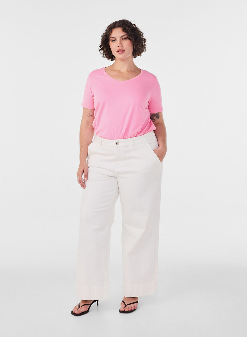 Enf&auml;rgad t-shirt i bomull, Rosa, Model image number 1