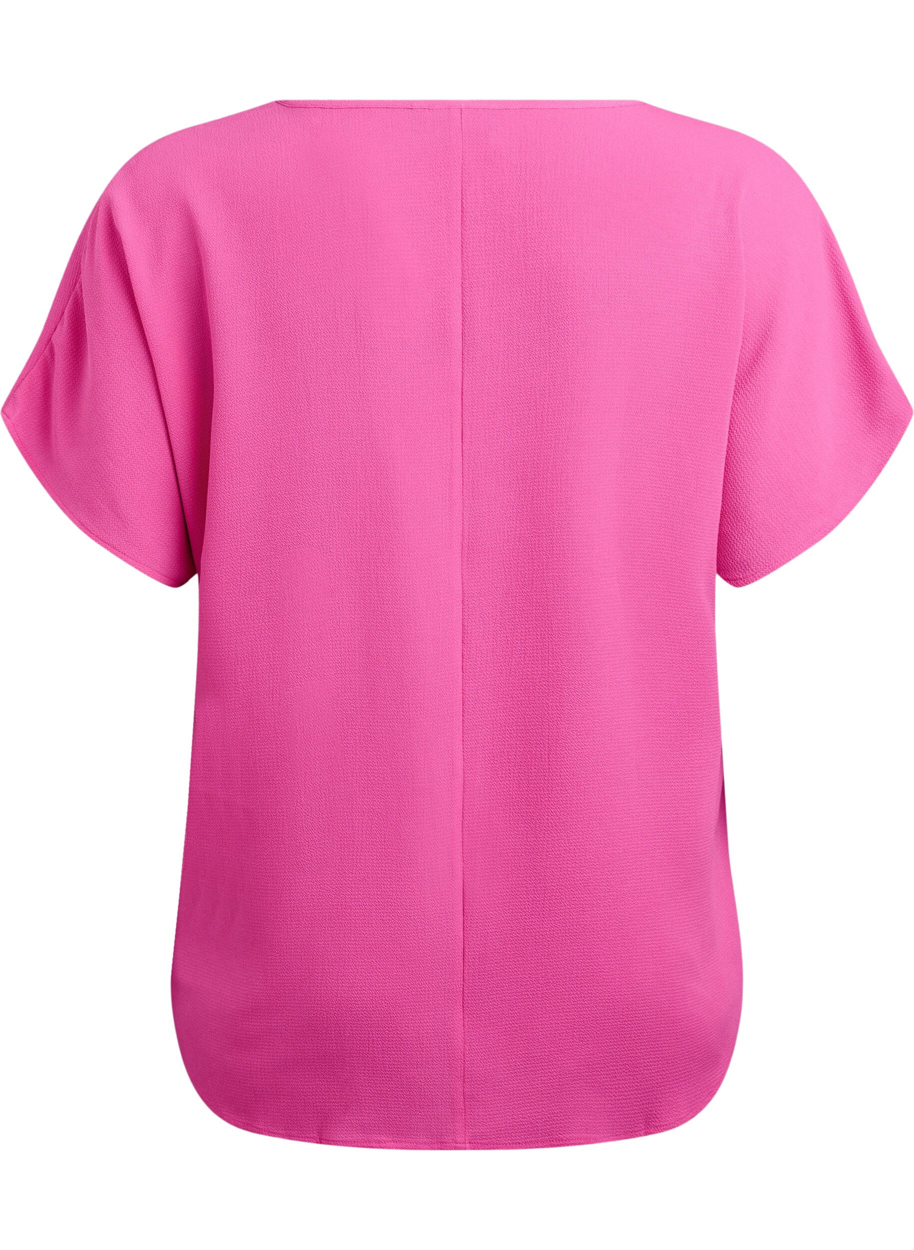 ZizziBlus med korta &auml;rmar och rund halsringning, Rosa, Packshot image number 1