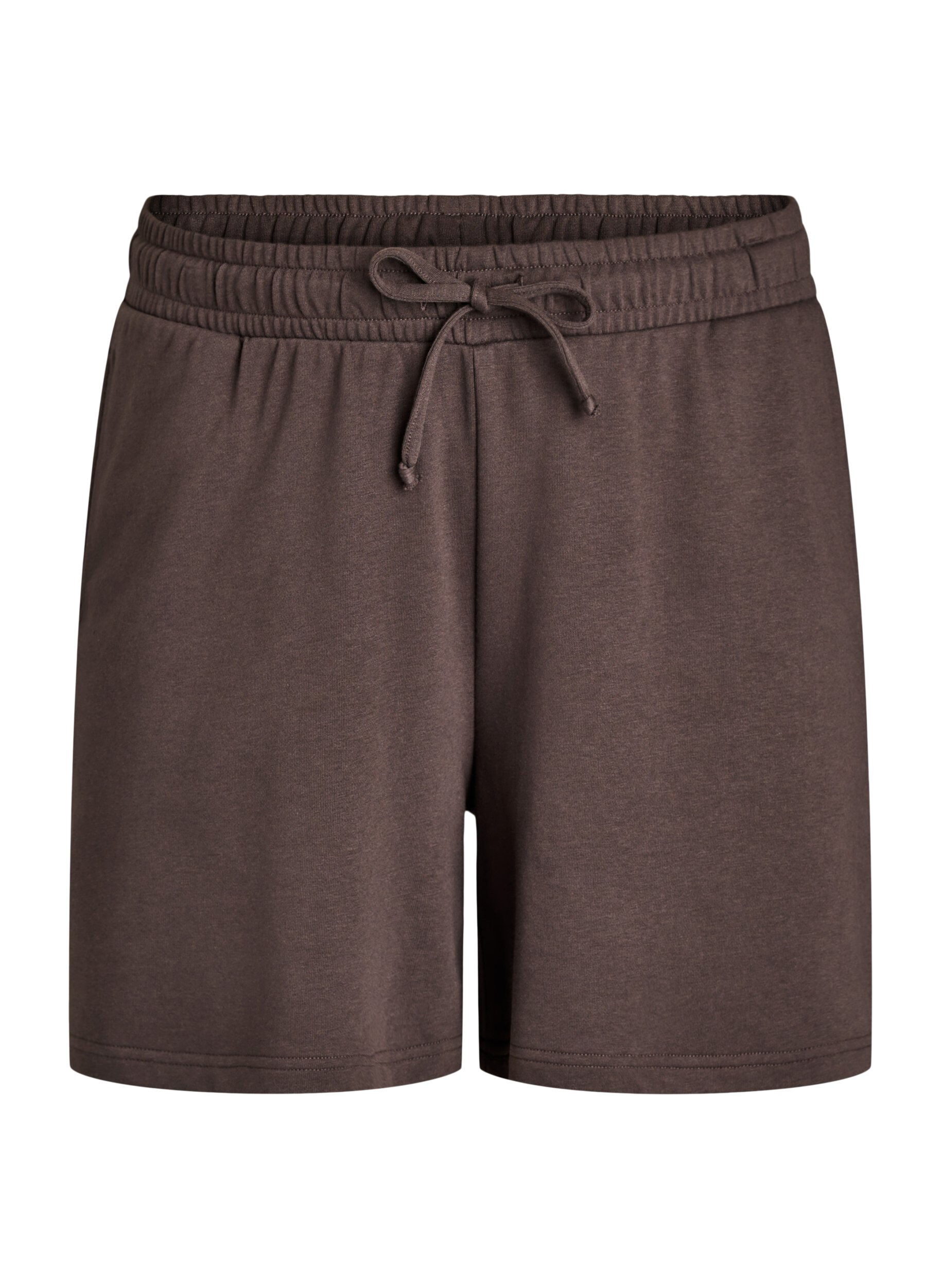 Zizzi Sweatshorts med h&ouml;g midja och fickor, Brun, Packshot image number 0