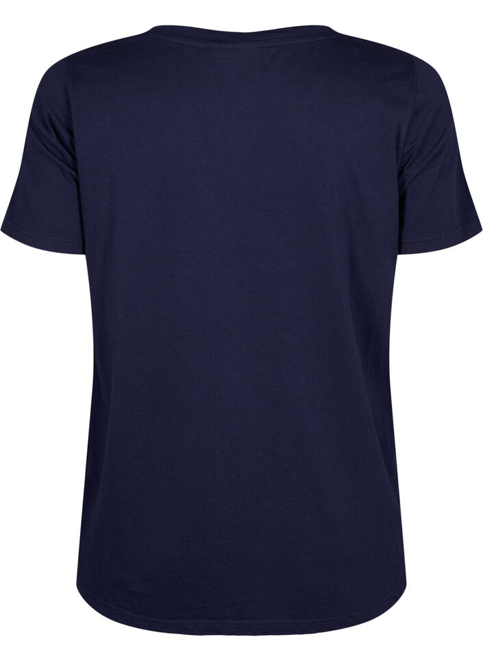 T-shirt i bomull med textmotiv, Evening Blue w. 58, Packshot image number 1