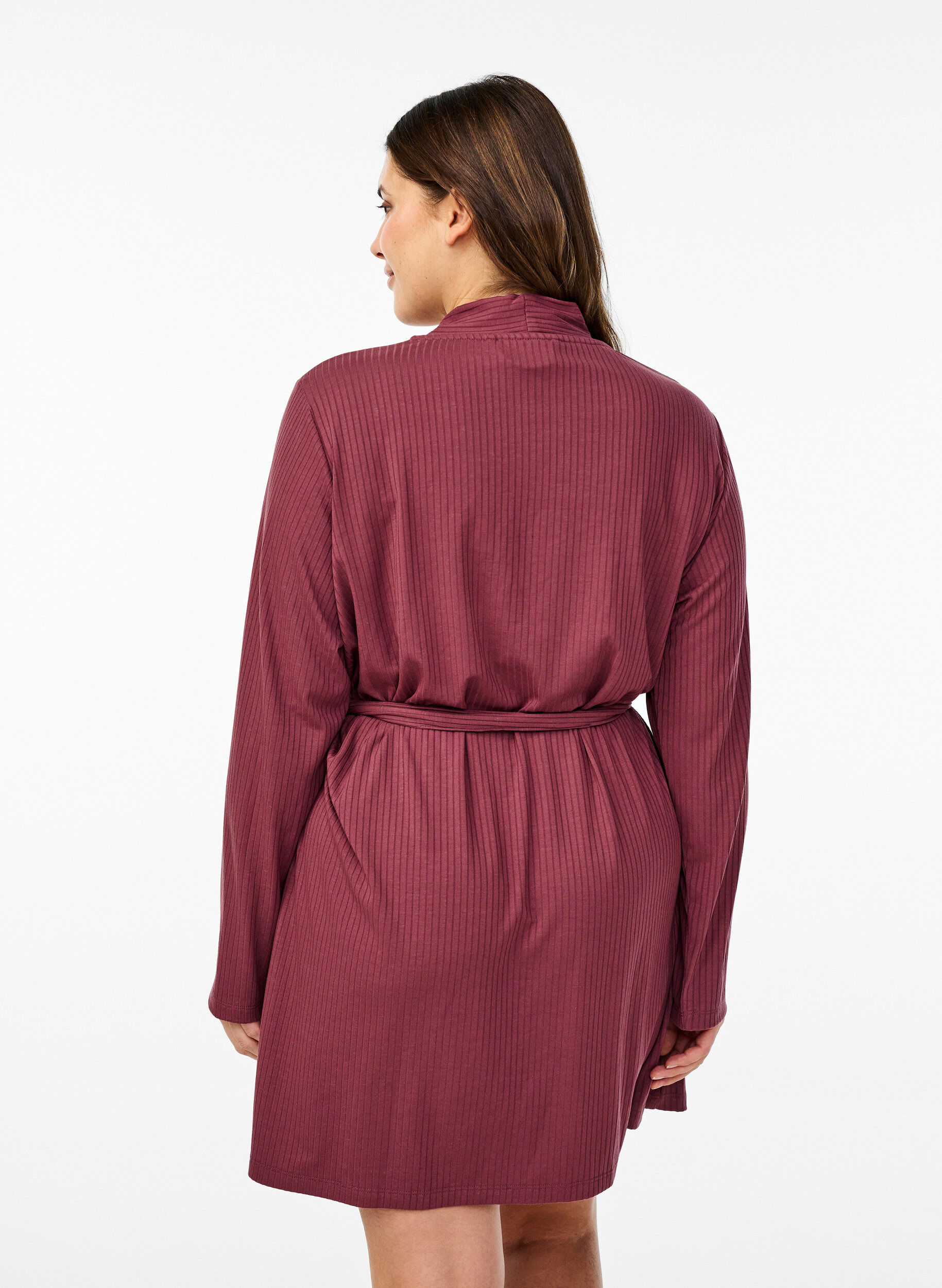 Zizzi Morgonrock med knytsk&auml;rp, Rose Brown, Model image number 1