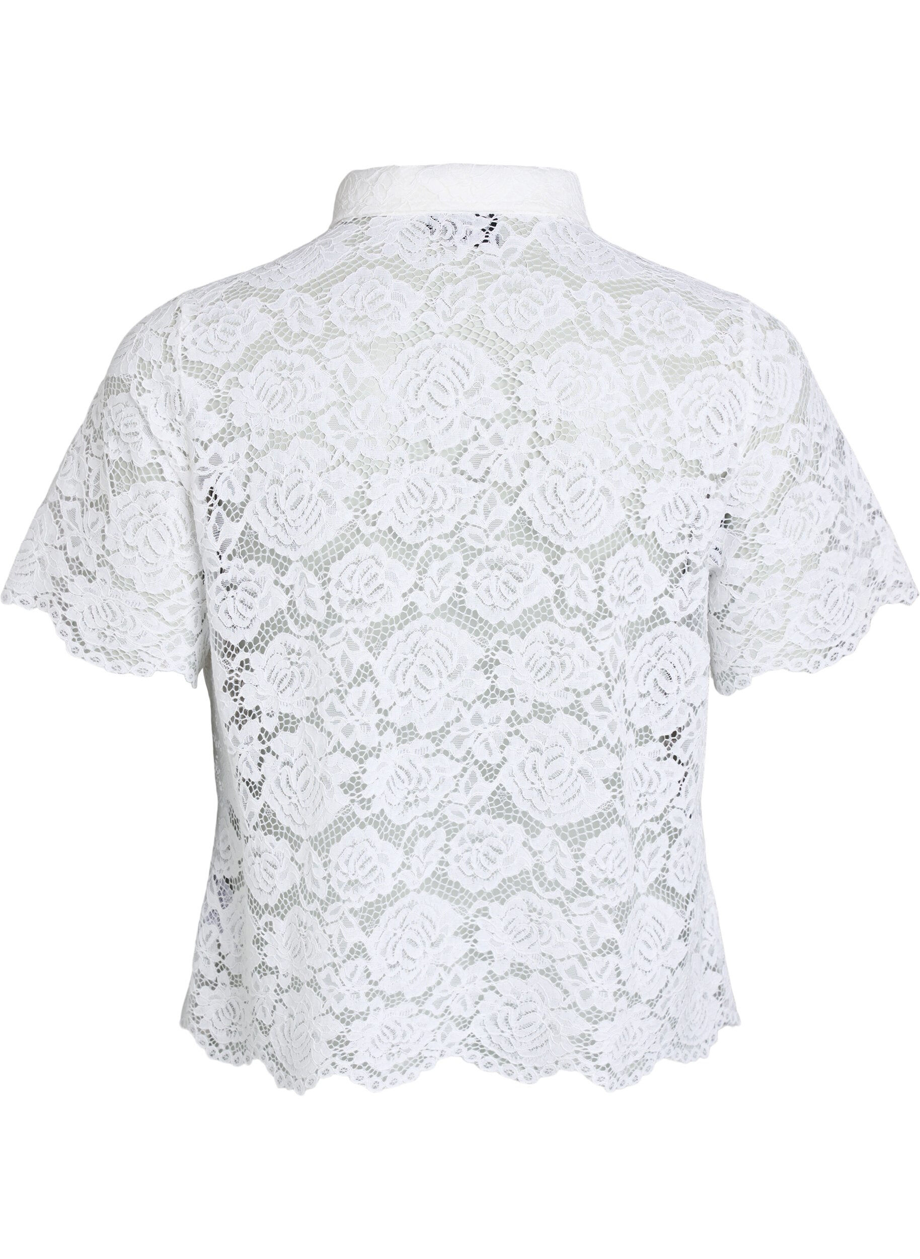 ZizziSpetsskjortsblus med p&auml;rlknappar, Vit, Packshot image number 1