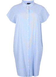 Lång randig bomullsskjorta, Light Blue Stripe