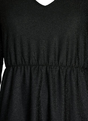 Glitterklänning med v-ringning, Black Black, Packshot image number 2