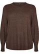 Stickad blus med rund halsringning, Brun, Packshot image number 0