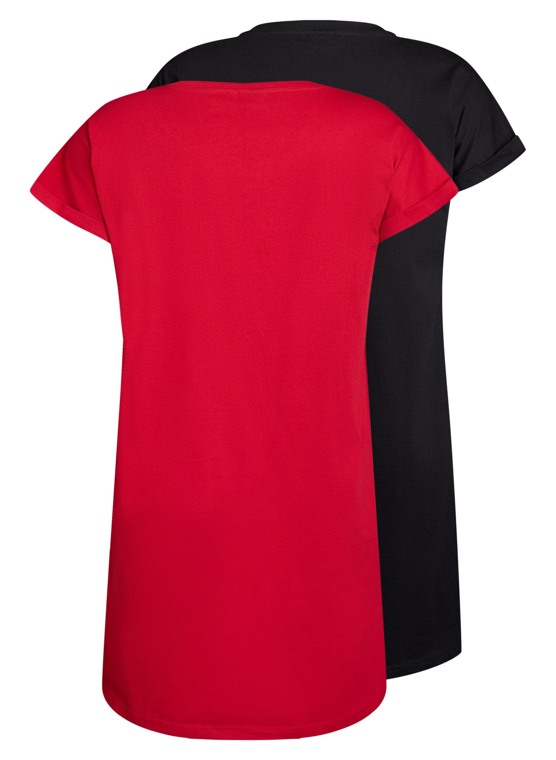 Zizzi2-pack t-shirtkl&auml;nningar med korta &auml;rmar, R&ouml;d, Packshot image number 1