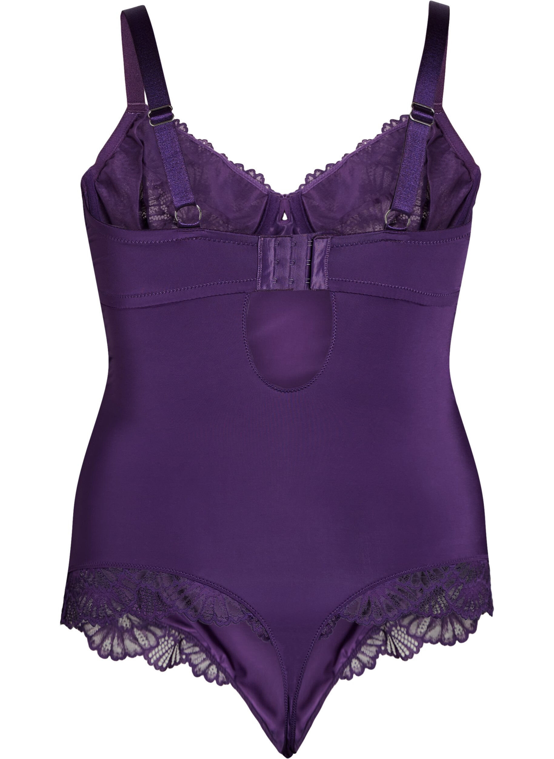 Zizzi Body i spets och microfiber med bygel, Lila, Packshot image number 1